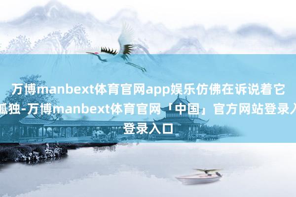 万博manbext体育官网app娱乐仿佛在诉说着它的孤独-万博manbext体育官网「中国」官方网站登录入口