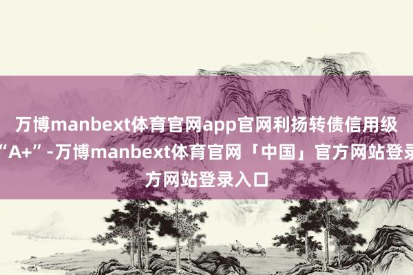 万博manbext体育官网app官网利扬转债信用级别为“A+”-万博manbext体育官网「中国」官方网站登录入口